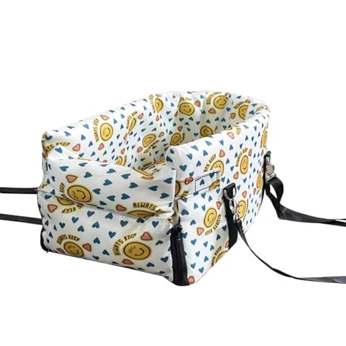 Mittelkonsole Hundeautositz mit Sicherheitsgurt, weiches Baumwollkissen, abnehmbare Armlehne, Haustiersitz für kleine Hunde, Katzen unter 6,4 kg, tragbare Reisetasche für Autos, SUVs (Gelb) von YolieraArt