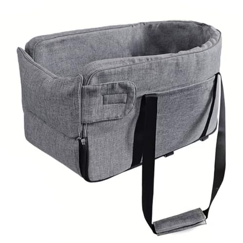 Mittelkonsole Hundeautositz mit Sicherheitsgurt, weiches Baumwollkissen, abnehmbare Armlehne, Haustiersitz für kleine Hunde, Katzen unter 6,4 kg, tragbare Reisetasche für Autos, SUVs (Hellgrau) von YolieraArt