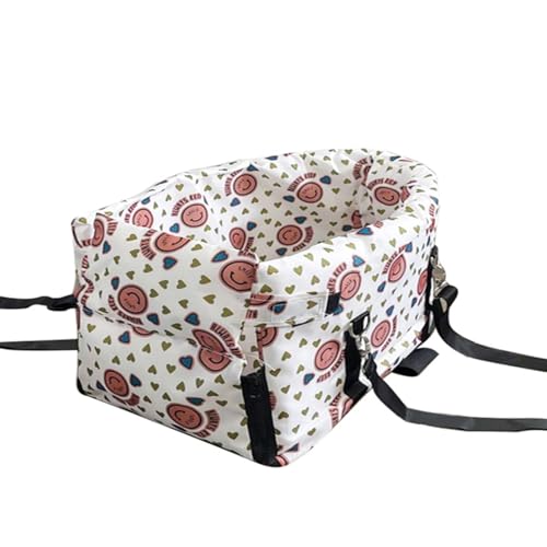 Mittelkonsole Hundeautositz mit Sicherheitsgurt, weiches Baumwollkissen, abnehmbare Armlehne, Haustiersitz für kleine Hunde, Katzen unter 6,4 kg, tragbare Reisetasche für Autos, SUVs (Rosa) von YolieraArt