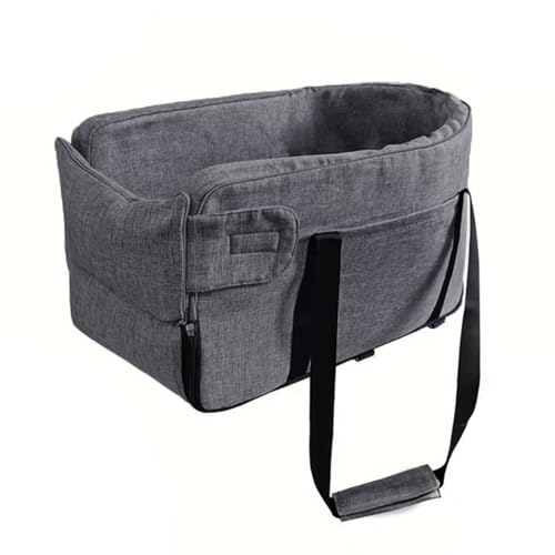 Mittelkonsole Hundeautositz mit Sicherheitsgurt, weiches Baumwollkissen, abnehmbare Armlehne, Haustiersitz für kleine Hunde, Katzen unter 6,4 kg, tragbare Reisetasche für Autos, SUVs (dunkelgrau) von YolieraArt