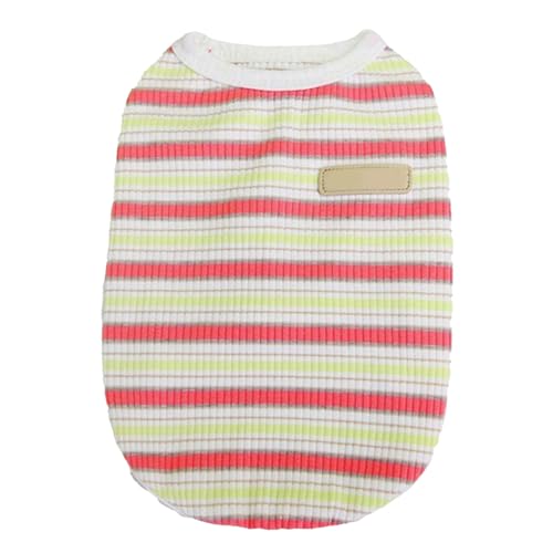 YolieraArt Hundeweste, Baumwoll-Tanktop für den Sommer, weiche, leichte Haustierkleidung mit Streifenmuster, Bärenaufnäher, modischer Stil, geeignet für kleine Teddys, Größe XL von YolieraArt