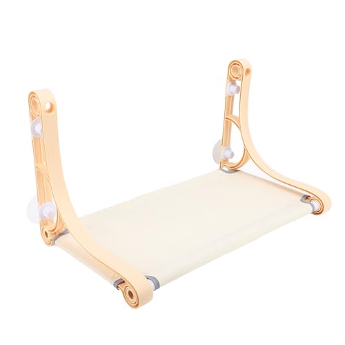 YolieraArt Kabellose Katzenhängematte, Fensterstange mit 4 Saugnäpfen, PP-Material, stabiler Rahmen, abnehmbar, waschbar, Ganzjahres-Katzenbett, zum Sonnenbaden, Haustier-Sprungplattform (Beige) von YolieraArt