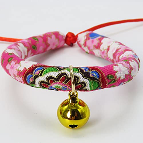 YolieraArt Katzenhalsband im japanischen Stil mit Glocke, verstellbare Haustier-Halskette, 9 Musteroptionen in 4 Größen, weicher Stoff, Katzenzubehör für Kätzchen und Katzen (A-2 (XS)) von YolieraArt