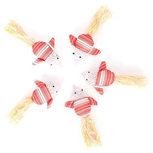 YolieraArt Katzenminze-Plüschspielzeug mit Tonpapier, niedliches Vogel- und Fisch-Form-Katzenspielzeug, interaktives Kätzchen-Spielzeug mit pelzigen Schwänzen, rosa Haustierspielzeug-Set, 5 Stück von YolieraArt