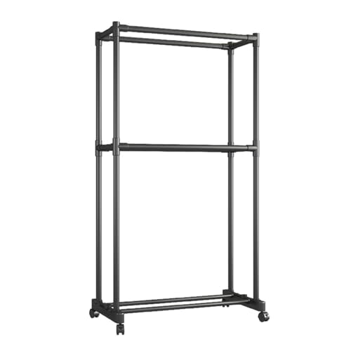 Yolispa Doppelter Kleiderständer Robuster Kleiderstange mit Höhenverstellbaren Regalen Rod Garment Rack mit Rädern Rolling Kleidung Kleiderständer für Home Dormitory Yolispa Doppelter Kleiderständer Robuster Kleiderstange mit Höhenverstellbaren Regalen Rod Garment Rack mit Rädern Rolling Kleidung Kleiderständer für Home Dormitory von Yolispa
