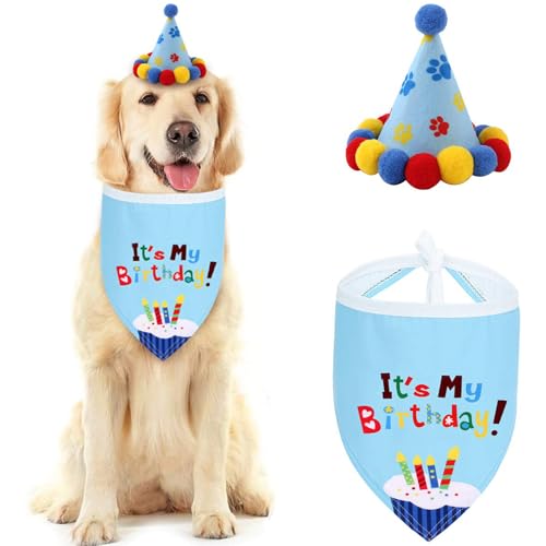 Yolispa Hunde-Geburtstags-Dekorationsset, Halstuch, Schal mit Kegelhut, Haustier-Partyzubehör Yolispa Hunde-Geburtstags-Dekorationsset, Halstuch, Schal mit Kegelhut, Haustier-Partyzubehör von Yolispa