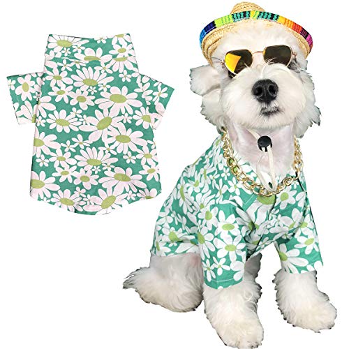 Yolispa Hundehemd Haustier Sommer Blumenkleidung Bekleidung Baumwolle für Kleinen Welpen Mittlerer Hund von Yolispa