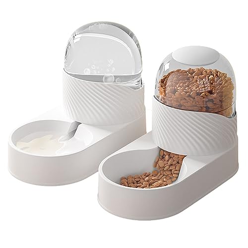 Yolispa Pet Feeder and Waterer Set 2L Capacity Automatic Food Feeder Food Bowl Water Dispenser for Dogs Cats Pets Animals von Yolispa
