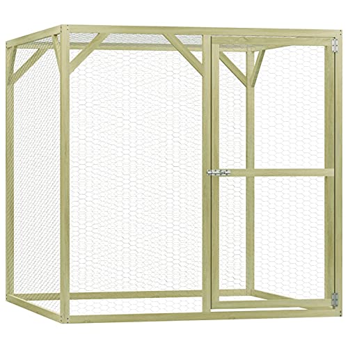 Yolola Hühnerkäfig Outdoor, Hühnerkäfig Holz Hühnerhaus Hühner Freilaufgehege Hühnerstall, HühnervoliereKaninchenstall, Gefügelstall Voliere,1,5 x 1,5 x 1,5 m Imprägniertes Kiefernholz von Yolola