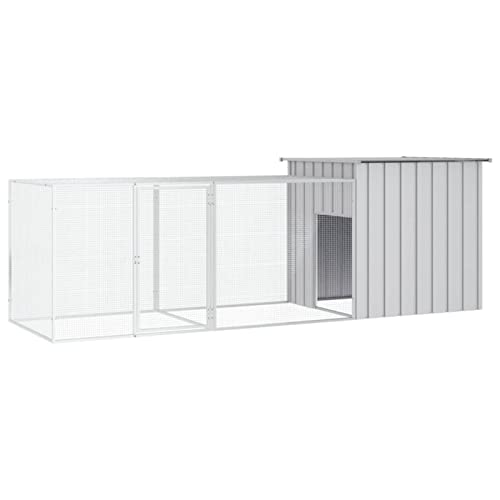 Yolola Hühnerkäfig Outdoor Hühnerstall Hühnerkäfig Klein Hühnerkäfig Stahl Hühnerhaus Hühner Freilaufgehege Gehege Hühner Grau 300x91x100 cm von Yolola