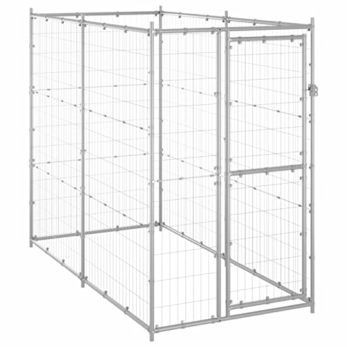 Yolola Outdoor-Hühnerstall,Hühnerhaus Freilaufgehege Stahl Freigehege Silber Hühnergehege Hühnerkäfig,Gehege Hühner 110 x 220 x 180 cm Für Hühnern, Hennen, Enten und Anderen Kleintieren von Yolola