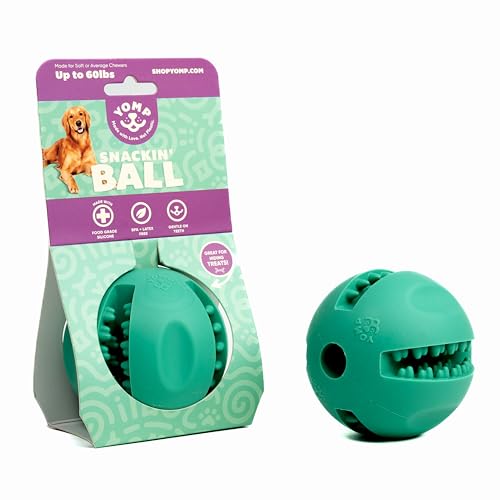 Yomp Snackin' Ball Hundespielzeug – Interaktiver Leckerli-Spender für sicheres Spielen mit Haustieren, aus strukturiertem und ungiftigem Silikon – für weiche und mittelgroße Kauer von Yomp