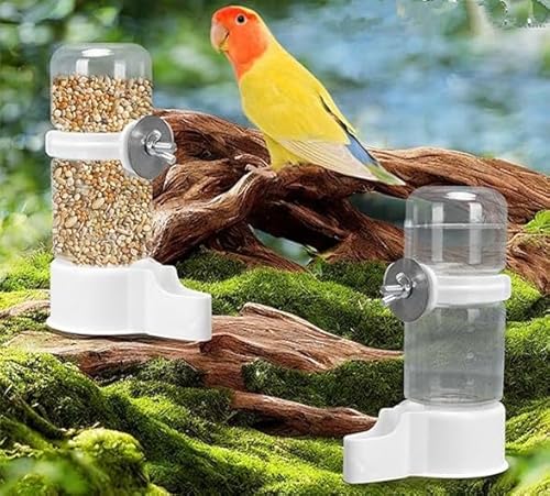 YongXiangPeng Automatisches Vogelfutter- und Wasserspender-Set (140 ml) – Samen-/Futterspender, Käfigzubehör für Papageien, Wellensittiche, Nymphensittiche, Sittiche, Lovebirds – zufällige Farbe von YongXiangPeng