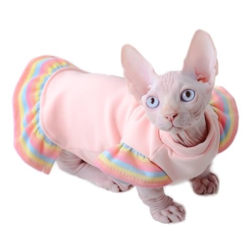 Katzenkleidung für haarlose Katzen, Frühling, Herbst, Samt, gerüscht, kurze Ärmel, weich, atmungsaktiv, Regenbogenstreifen, fusselfrei, vierbeinig, für kleine Katzen, für drinnen und draußen (Nr. 1, L Katzenkleidung für haarlose Katzen, Frühling, Herbst, Samt, gerüscht, kurze Ärmel, weich, atmungsaktiv, Regenbogenstreifen, fusselfrei, vierbeinig, für kleine Katzen, für drinnen und draußen (Nr. 1, L von YongXinMY