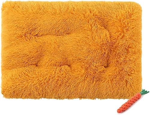 YongXinMY Hundebett-Matte, Katzenbett-Pad, weich, warm, selbstheizend, Plüschdecke für Welpen, Kätzchen, waschbar, wendbar, für drinnen und draußen, Kofferraum (3XL, 125 x 85 cm, Gelb) von YongXinMY