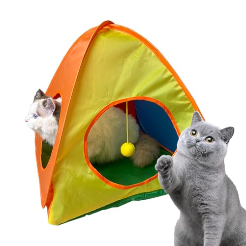Tragbares Katzenzelt, Haustierzelt, Regenbogen-Haustier-Spielhaus, Polyester, UV-Schutz, atmungsaktiv, reißfest, schneller Aufbau, 50 x 46 cm, für , Zuhause, Camping von Yongany