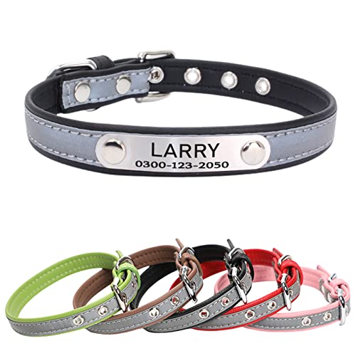 Yonsbox Mikrofaser Reflektierend Katzenhalsband Hundehalsbänder Personalisierte mit Namen und Telefonnummer Katzen Welpen Halsbänder für Kleine Mittlere Große Hunde 1,5CM Breit Verstellbar 16-22CM von Yonsbox