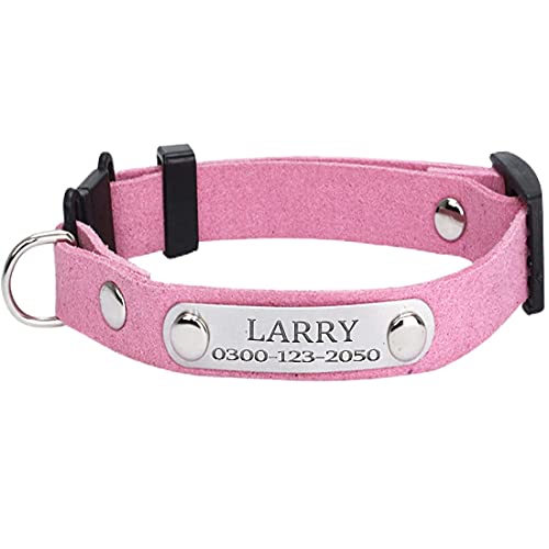 Yonsbox Personalisiert Anti Strangulation Katzenhalsband mit Namen Glöckchen Sicherheitsverschluss Adresse 20-26 cm Hals Adjustable Rosa Katzen Halsbänder für Alle Hauskatzen von Yonsbox