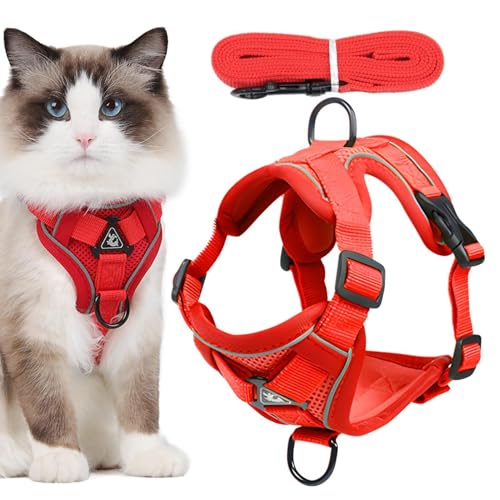 Katzengeschirr Mit Leine Ausbruchsicher, Verstellbar Katze Brustgeschirr Mit Reflektierend Streifen & Atmungsaktiv Netzgewebe, Katzengeschirr Mit Leine Set Für Katzen Kitten Hunde Katzengeschirr Mit Leine Ausbruchsicher, Verstellbar Katze Brustgeschirr Mit Reflektierend Streifen & Atmungsaktiv Netzgewebe, Katzengeschirr Mit Leine Set Für Katzen Kitten Hunde von Yonuaret