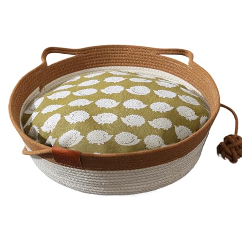 Yonuaret Katzenkorb | Baumwollseil gewebtes Katzenbett | Baumwolle, waschbar, abnehmbares Kissen, weiches Webnest für Outdoor, Schlafen, Nachttisch, Büro, Zimmer Yonuaret Katzenkorb | Baumwollseil gewebtes Katzenbett | Baumwolle, waschbar, abnehmbares Kissen, weiches Webnest für Outdoor, Schlafen, Nachttisch, Büro, Zimmer von Yonuaret