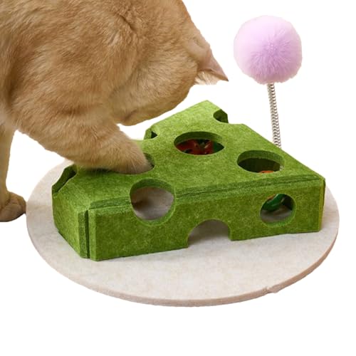 Yonuaret Puzzle Feeder Katze - Käseförmiges Katzenspielzeug Mit Futterfunktion | mit Angelstab Glöckchen Ball Futterbox für Kitten Welpen Drinnen Draußen Yonuaret Puzzle Feeder Katze - Käseförmiges Katzenspielzeug Mit Futterfunktion | mit Angelstab Glöckchen Ball Futterbox für Kitten Welpen Drinnen Draußen von Yonuaret