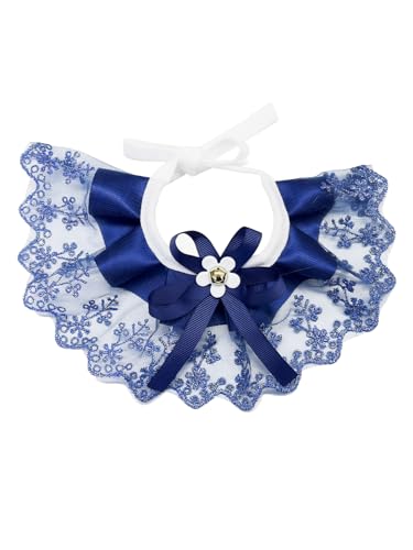 YooMuChan Katze Hund Halsband Zwei Farbe Bowknot Blume Schnüren Sheer Niedlich Kätzchen Einstellbare Haustier Blau von YooMuChan