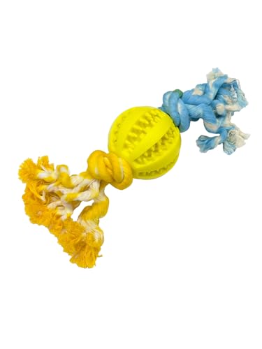 YooMuChan One Ball One Knot Dog Chew Toy Ball Dog Interactive Toy Teeth Cleaning Toy Yellow von YooMuChan