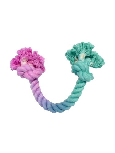 YooMuChan Pet Seil Spielzeug Zwei Knoten Hund Kauen Dauerhafte Zähne Reinigung Unzerstörbar Rosa Grün von YooMuChan