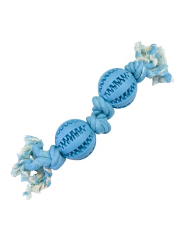 YooMuChan Pet Toys Zwei Bälle Zwei Knoten Hund Kauen Dauerhafte Gummi Zähne Reinigung Seil Blau von YooMuChan