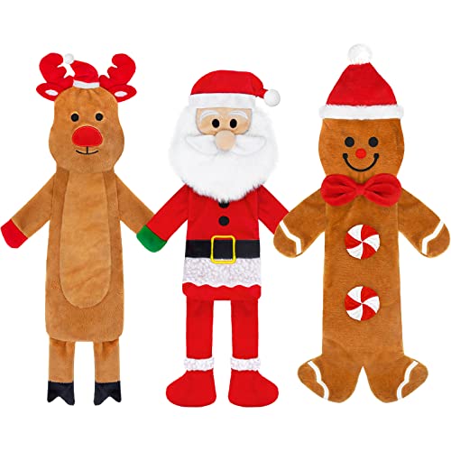 Yoochee 3er-Pack Quietschendes Hundespielzeug, Plüsch, kein Füllspielzeug für Hundewelpen, langlebiges Kauspielzeug für kleine, mittelgroße und große Hunde, Weihnachtsmann, Lebkuchenmann für Kauer Yoochee 3er-Pack Quietschendes Hundespielzeug, Plüsch, kein Füllspielzeug für Hundewelpen, langlebiges Kauspielzeug für kleine, mittelgroße und große Hunde, Weihnachtsmann, Lebkuchenmann für Kauer von Yoochee