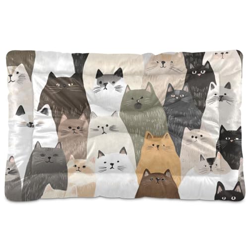 Ästhetische Ragdoll-Katzen-Matratze, waschbar, rutschfest, weich, bequem, für große, mittelgroße und kleine Hunde, 91,4 x 61 cm, Weiß von Yoogain