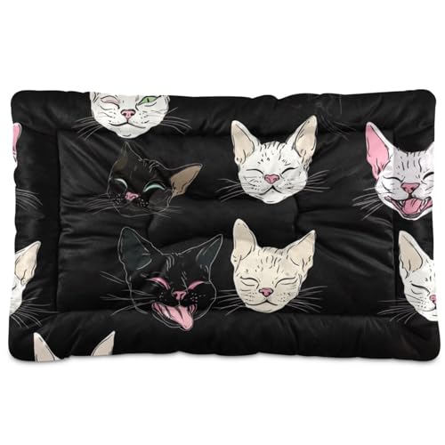 Ästhetisches Katzenbett, waschbar, weich, bequem, rutschfeste Unterseite, für große Jumbo, mittelgroße und kleine Hunde, 91,4 x 61 cm, Schwarz / Weiß von Yoogain