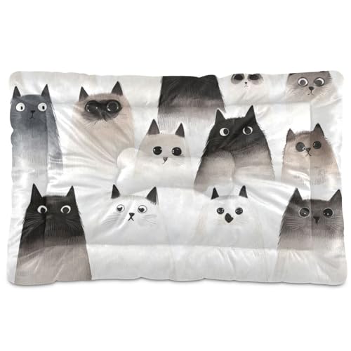 Aesthetic Ragdoll Cats White Balck Washable Pet Mattress Non-Slip Soft Comfortable Dog Crate Mat for Medium/Large Dogs 91.4 cm x 61.0 cm von Yoogain