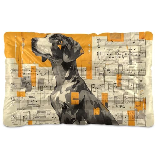 Art Black Dog White Notenblätter, waschbar, weich, rutschfest, für große, mittelgroße und kleine Hunde, 91,4 x 61 cm, Orange von Yoogain