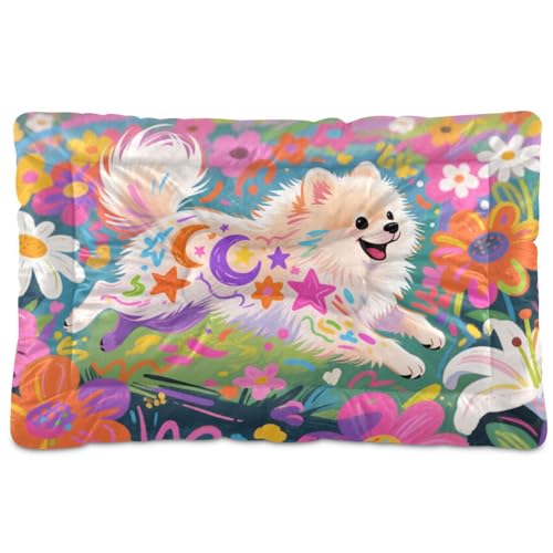 Bunte Graffiti-Pommersche Hundematratze, waschbar, weich, bequem, rutschfeste Unterseite, für mittelgroße und große Hunde, 91,4 x 61 cm von Yoogain