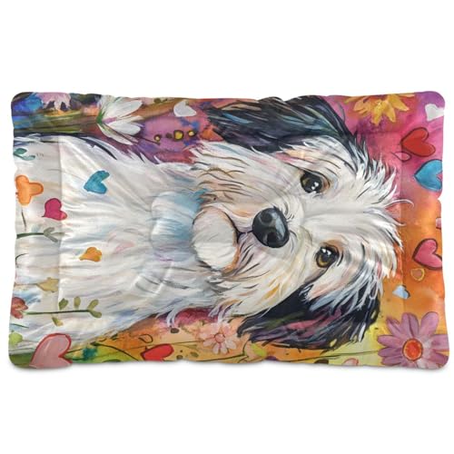 Bunte Illustration Hunde-Skizze, waschbare Haustiermatratze, weich, rutschfest, für große, mittelgroße und kleine Hunde, 91,4 x 61 cm von Yoogain