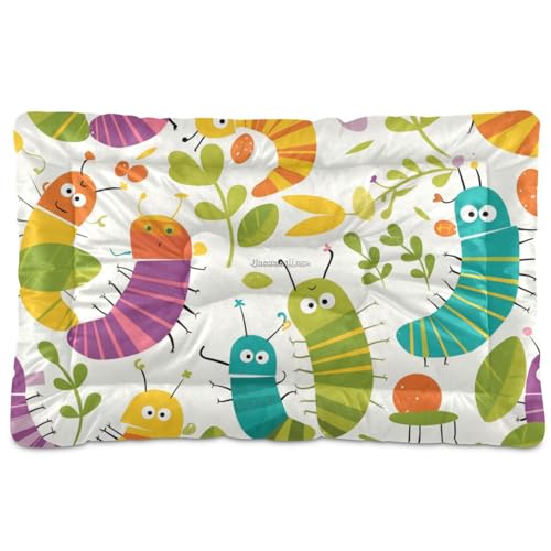 Bunte Raupen und Blätter, waschbare Haustiermatratze, weich, rutschfest, für mittelgroße und große Hunde, 91,4 x 61 cm von Yoogain