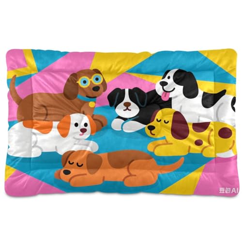 Buntes Hundebett, waschbar, rutschfest, weich, bequem, für große, mittelgroße und kleine Hunde, 91,4 x 61 cm von Yoogain