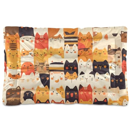 Cartoon-Katzen-Familie, niedlich, waschbar, rutschfest, weich, bequem, Haustierbett für mittelgroße und große Hunde, 91,4 x 61 cm von Yoogain