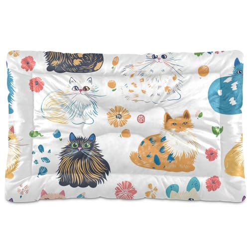 Chic Himalayancats Hunde-Schlafmatratze, waschbar, weich, rutschfest, für mittelgroße und große Hunde, 91,4 x 61 cm, Weiß von Yoogain