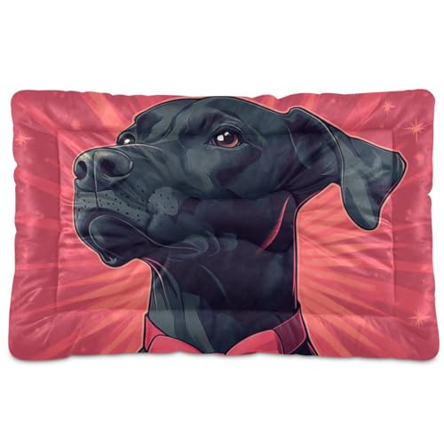 Cool Doberman Pinsche Hundematratze, waschbar, rutschfest, weich, bequem, für große, mittelgroße und kleine Hunde, 91,4 x 61 cm, Rot von Yoogain