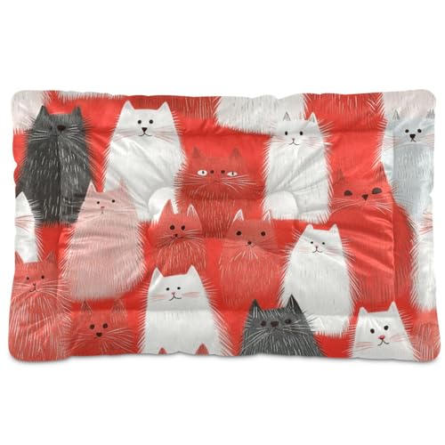 Funny Himalayancats Hunde-Schlafmatratze, waschbar, weich, bequem, rutschfeste Unterseite, für große, mittelgroße und kleine Hunde, 91,4 x 61 cm, Rot von Yoogain