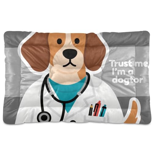 Funny Hundebett, waschbar, weich, bequem, rutschfeste Unterseite, für große, mittelgroße und kleine Hunde, 91,4 x 61 cm, Weiß von Yoogain