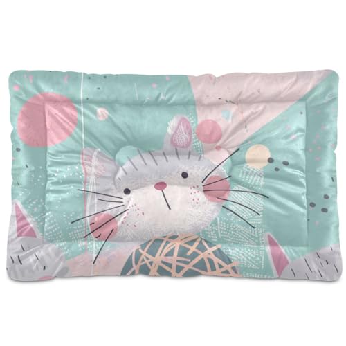 Graue Katzen-Garn-Ball, waschbar, Haustier-Schlafmatte, rutschfest, weich, bequem, Haustiermatte für große, mittelgroße und kleine Hunde, 91,4 x 61 cm von Yoogain