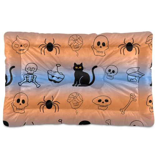Halloween-Hunde- und Katzenbett, waschbar, weich, rutschfest, für mittelgroße und große Hunde, 91,4 x 61 cm, Schwarz von Yoogain