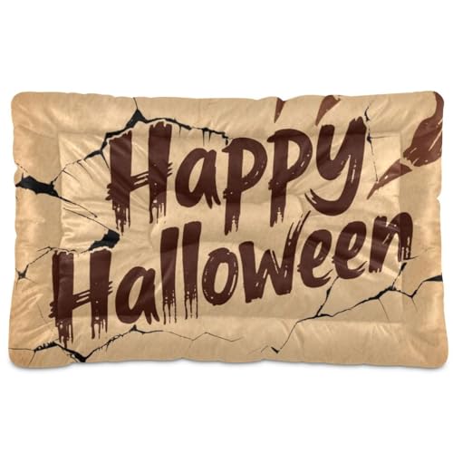 Happy Halloween Haustier-Schlafmatte, waschbar, rutschfest, weich, bequem, für große Jumbo, mittelgroße und kleine Hunde, 91,4 x 61 cm, Braun von Yoogain