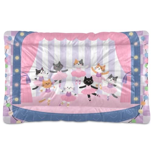 Haustier-Schlafmatte, Motiv: lila Palid Katzen, tanzende Cartoon-Motiv, waschbar, rutschfest, weich, bequem, für große Jumbo, mittelgroße und kleine Hunde, 91,4 x 61 cm von Yoogain