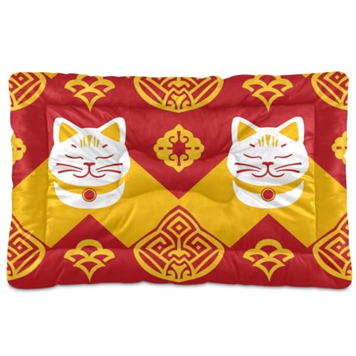 Haustier-Schlafmatte, traditionelles chinesisches Muster, waschbar, rutschfest, weich, bequem, für mittelgroße und große Hunde, 91,4 x 61 cm, Gelb von Yoogain