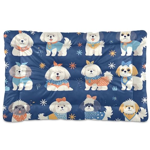Haustier-Schlafmatte, waschbar, weich, rutschfest, für große, mittelgroße und kleine Hunde, 91,4 x 61 cm, Blau von Yoogain