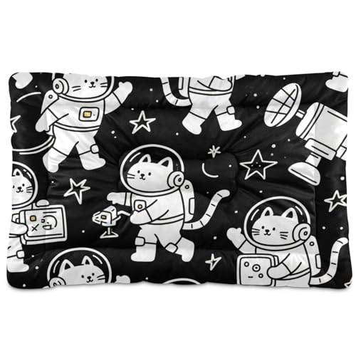 Haustier-Schlafmatte mit Astronautenmotiv, waschbar, weich, bequem, rutschfeste Unterseite, für große, mittelgroße und kleine Hunde, 91,4 x 61 cm, Schwarz von Yoogain
